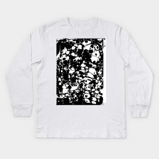 Black and White Ink Paint Spill Kids Long Sleeve T-Shirt